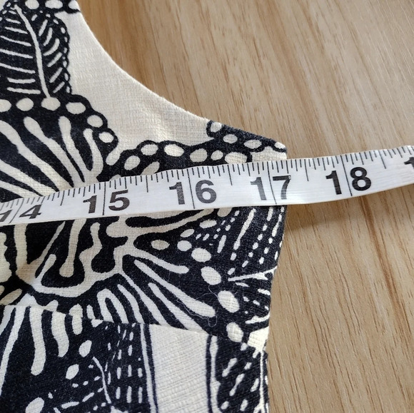 J Crew Cream Beige Black Polynesian Floral Print Fit &  FlateCutout Back Dress 4 - Picture 6 of 9